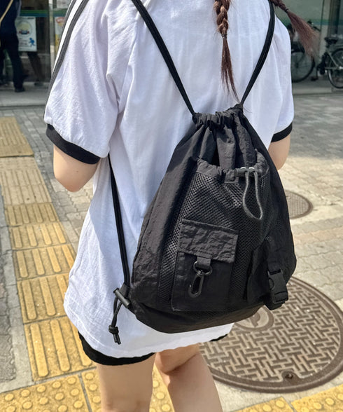 ダブルポケットメッシュナップサック | SL1255067 | ブラック
