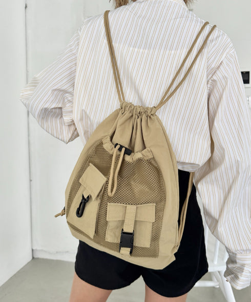 ダブルポケットメッシュナップサック | SL1255067 | ベージュ