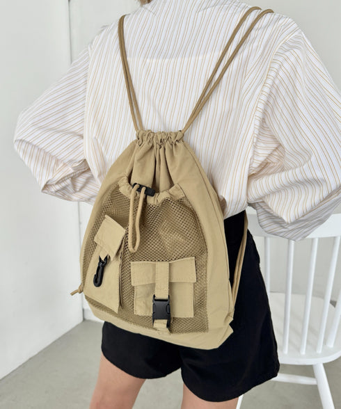ダブルポケットメッシュナップサック | SL1255067 | ベージュ