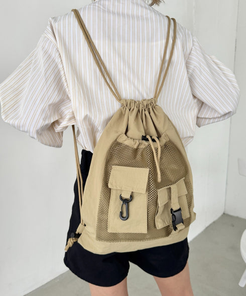 ダブルポケットメッシュナップサック | SL1255067 | ベージュ