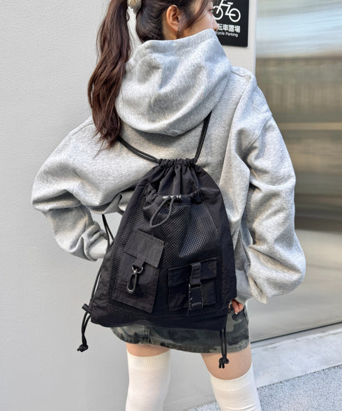 ダブルポケットメッシュナップサック | SL1255067 | ブラック