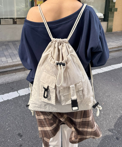 ダブルポケットメッシュナップサック | SL1255067 | アイボリー