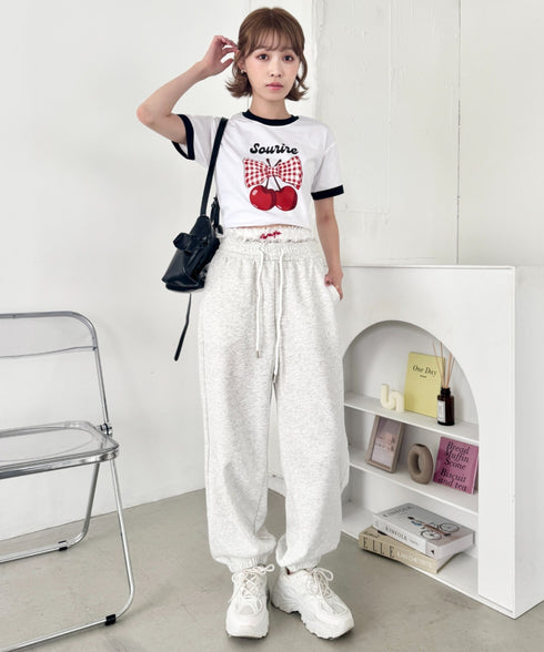チェリーリボン半袖リンガーTシャツ | SL2252019 | ネイビー