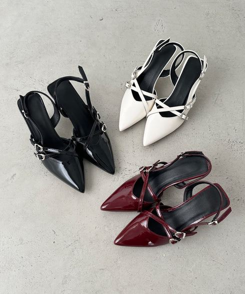 ダブルベルトポインテッドトゥパンプス | BA3255037 | レッド