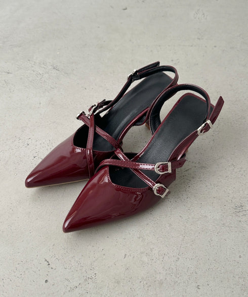 ダブルベルトポインテッドトゥパンプス | BA3255037 | レッド