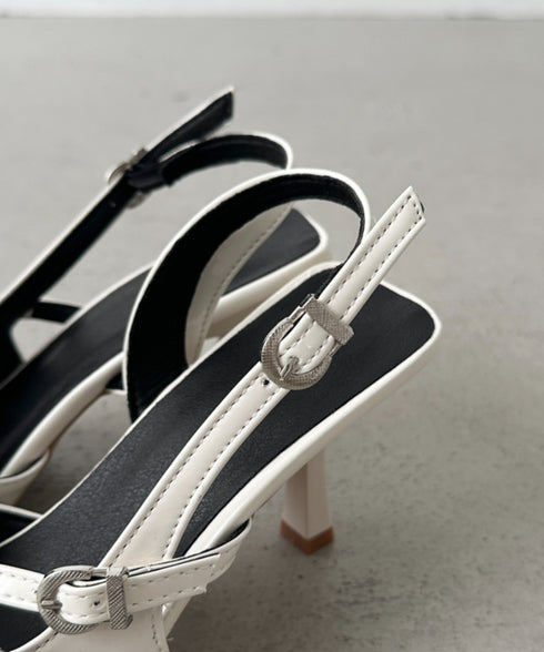 ダブルベルトポインテッドトゥパンプス | BA3255037 | アイボリー