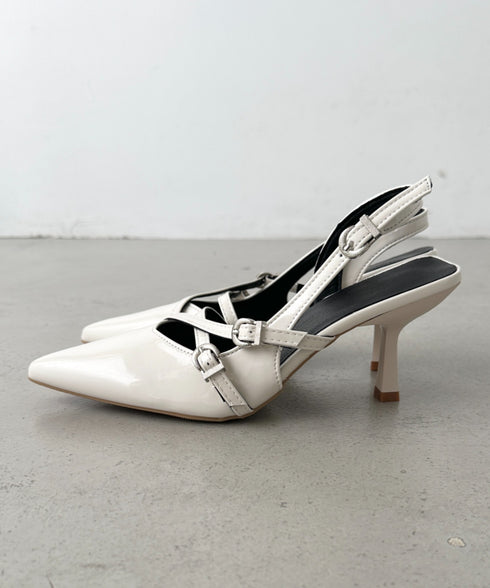 ダブルベルトポインテッドトゥパンプス | BA3255037 | アイボリー