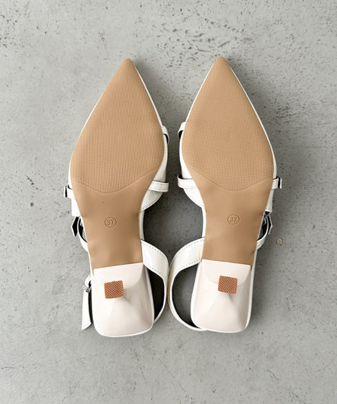 ダブルベルトポインテッドトゥパンプス | BA3255037 | アイボリー