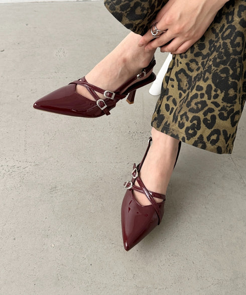 ダブルベルトポインテッドトゥパンプス | BA3255037 | レッド