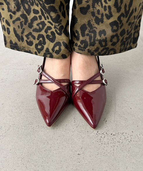 ダブルベルトポインテッドトゥパンプス | BA3255037 | レッド