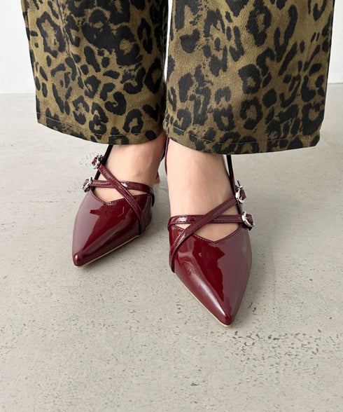 ダブルベルトポインテッドトゥパンプス | BA3255037 | レッド