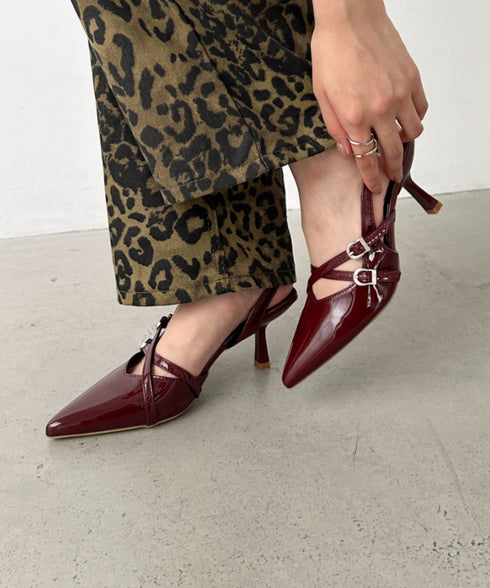 ダブルベルトポインテッドトゥパンプス | BA3255037 | レッド