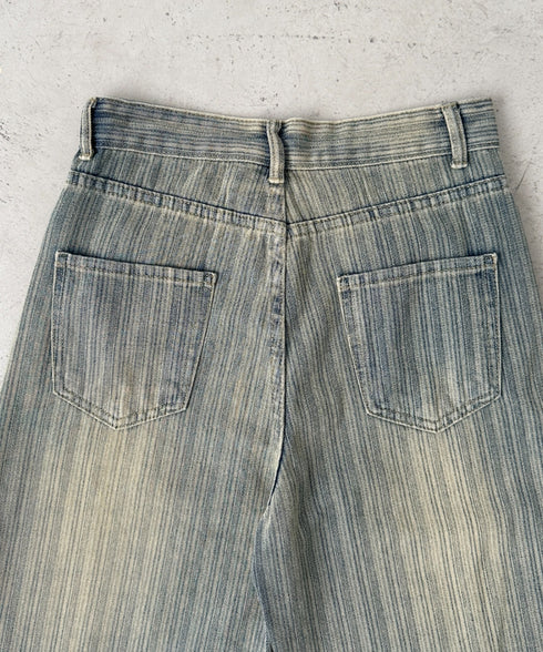 ストライプ柄ワイドデニムパンツ | BA2255040 | ブルー