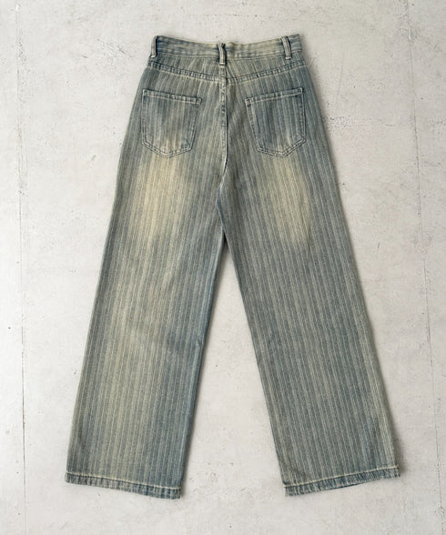 ストライプ柄ワイドデニムパンツ | BA2255040 | ブルー