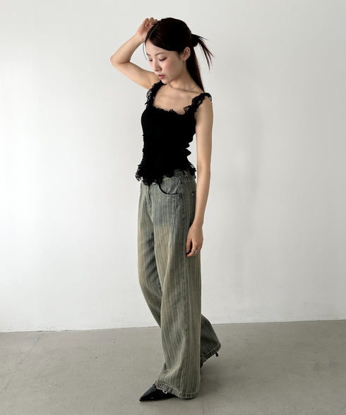 ストライプ柄ワイドデニムパンツ | BA2255040 | ブルー