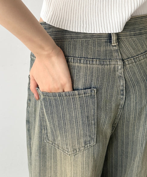 ストライプ柄ワイドデニムパンツ | BA2255040 | ブルー