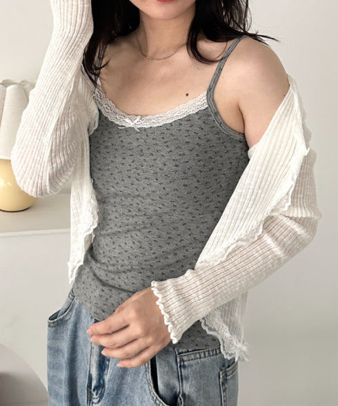 カップ付き小花柄キャミソール | CL2255049 | グレー