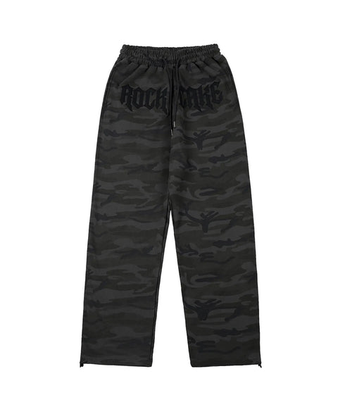 ROCKCAKE(ロックケーキ)/ワイド ルーズ カモフラ グラフィック ジョガー スウェットパンツ/Camo Metal Graphics Pants | AT2252054 | ブラック