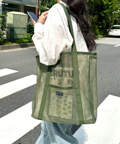 POLOCHAMPS(ポロチャンプス)/軽量 大容量 A4サイズ収納可能 メッシュトートバッグ | IM1252057 | カーキ