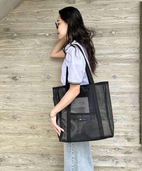 POLOCHAMPS(ポロチャンプス)/軽量 大容量 A4サイズ収納可能 メッシュトートバッグ | IM1252057 | ブラック