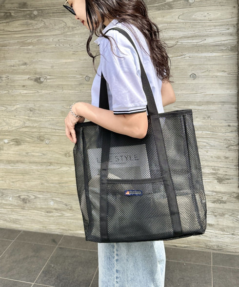 POLOCHAMPS(ポロチャンプス)/軽量 大容量 A4サイズ収納可能 メッシュトートバッグ | IM1252057 | ブラック