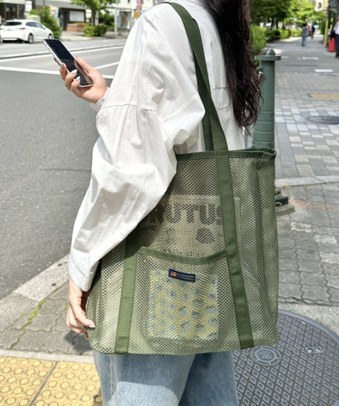 POLOCHAMPS(ポロチャンプス)/軽量 大容量 A4サイズ収納可能 メッシュトートバッグ | IM1252057 | カーキ
