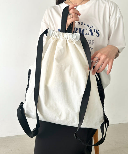 THE NORTH FACE(ザ・ノースフェイス)/2WAY 軽量 メッシュバッグ リュック ナップサック トートバッグ/LINDEN MESH GYM SACK | IM1252042 | ホワイト