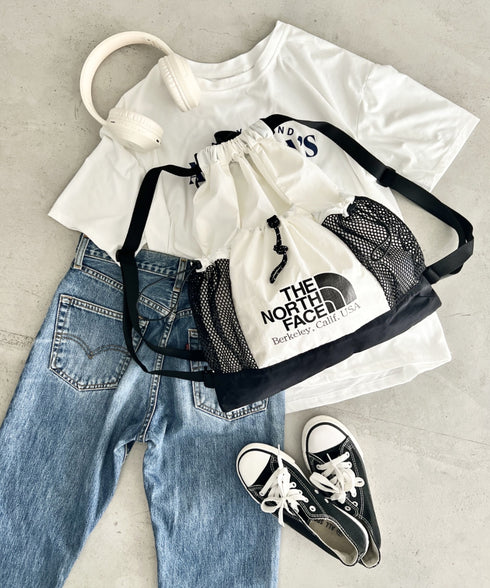 THE NORTH FACE(ザ・ノースフェイス)/2WAY 軽量 メッシュバッグ リュック ナップサック トートバッグ/LINDEN MESH GYM SACK | IM1252042 | ホワイト