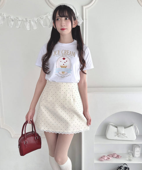 ポルカドットレースミニスカート | LO2255270 | アイボリー