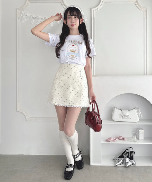 ポルカドットレースミニスカート | LO2255270 | アイボリー
