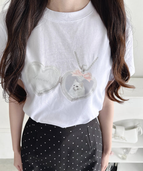 ハートペンダントキャットTシャツ | LO2252044 | ホワイト