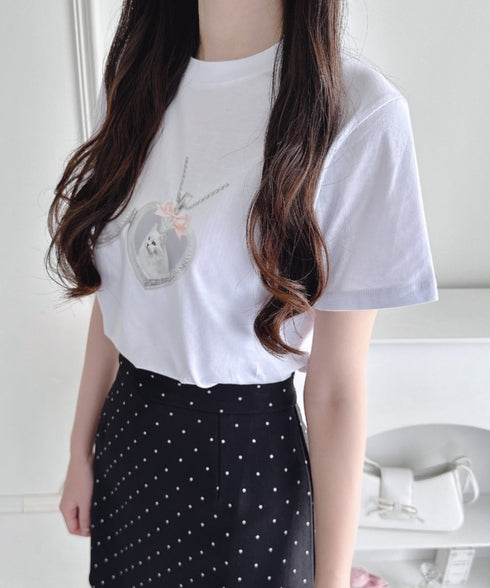 ハートペンダントキャットTシャツ | LO2252044 | ホワイト