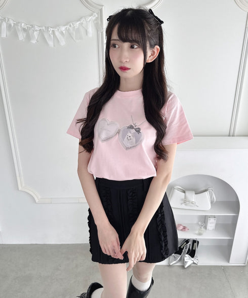 ハートペンダントキャットTシャツ | LO2252044 | ピンク