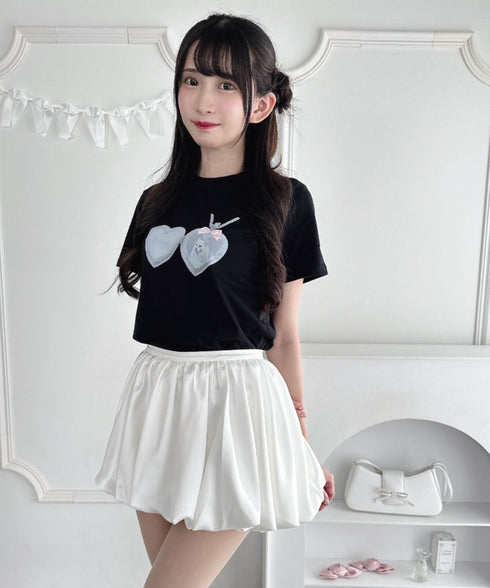ハートペンダントキャットTシャツ | LO2252044 | ブラック