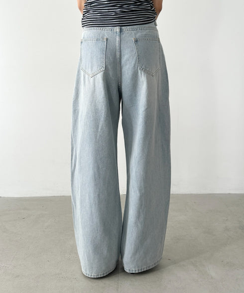 タックワイドカーブデニムパンツ | BA2255049 | ライトブルー