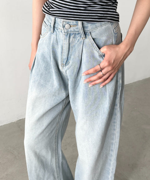 タックワイドカーブデニムパンツ | BA2255049 | ライトブルー