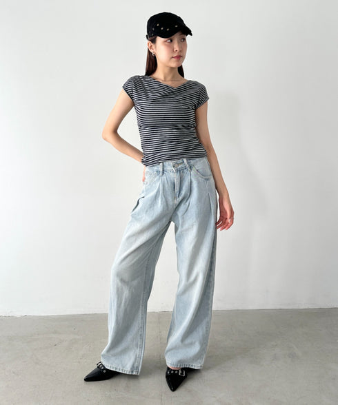 タックワイドカーブデニムパンツ | BA2255049 | ライトブルー
