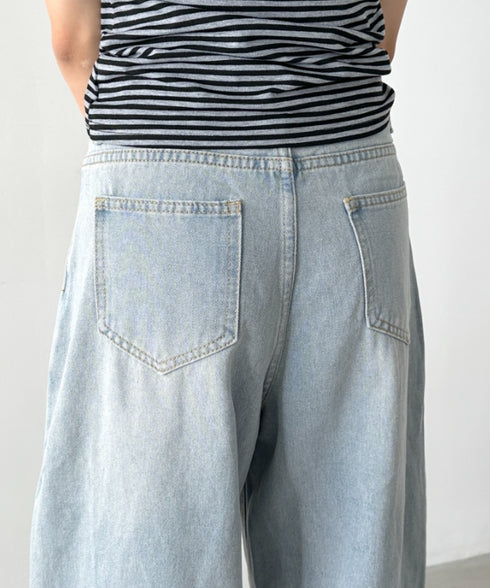タックワイドカーブデニムパンツ | BA2255049 | ライトブルー
