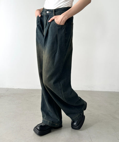 タックワイドカーブデニムパンツ | BA2255049 | ネイビー