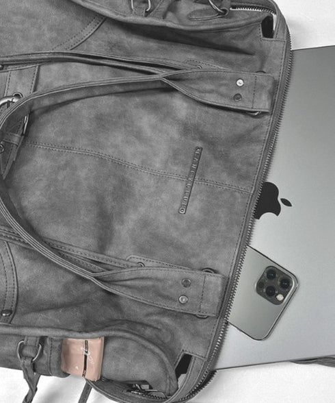 FANCY CLUB(ファンシークラブ)/大容量 2WAY ヴィンテージ ウォッシング ショルダー トートバッグ/BELTED WASHING LEATHER BAG | AT1252068 | グレー
