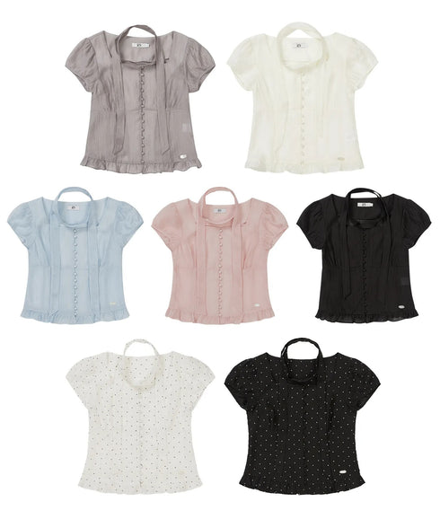 ILLIGO(イリゴ)/チョーカー付き リボン タイ スクエアネック ブラウス/RIBBON TIE SQUARE NECK BLOUSE | AT2252071 | ブラック系その他