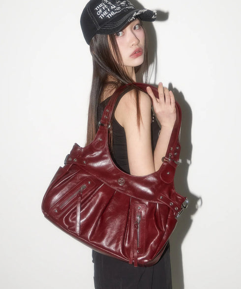 ILLIGO(イリゴ)/2WAY バックル ショルダー トートバッグ/AMBER BUCKLE SHOULDER BAG | AT1252073 | バーガンディー