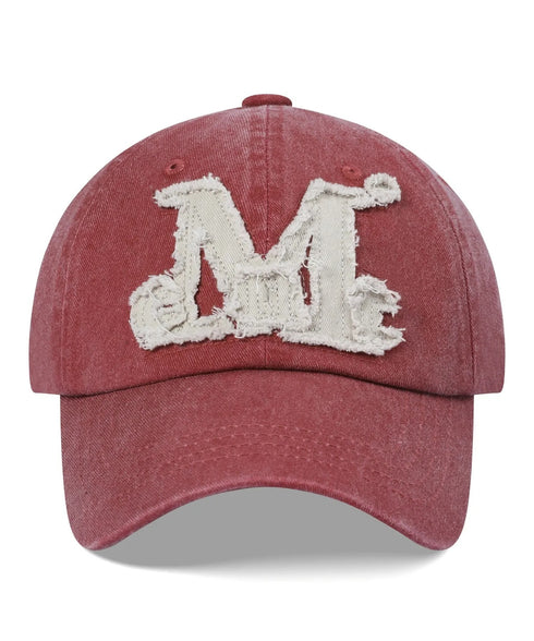 MUCENT(ムセント)/ヴィンテージ ウォッシング アップリケ ベースボール キャップ サイズ調整可能/VINTAGE WASHING APPLIQUE BALL CAP | AT5252074 | レッド