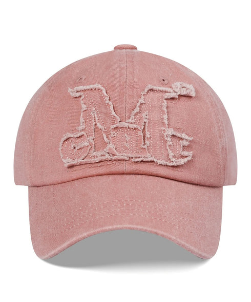 MUCENT(ムセント)/ヴィンテージ ウォッシング アップリケ ベースボール キャップ サイズ調整可能/VINTAGE WASHING APPLIQUE BALL CAP | AT5252074 | ピンク