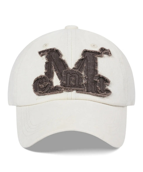 MUCENT(ムセント)/ヴィンテージ ウォッシング アップリケ ベースボール キャップ サイズ調整可能/VINTAGE WASHING APPLIQUE BALL CAP | AT5252074 | クリーム
