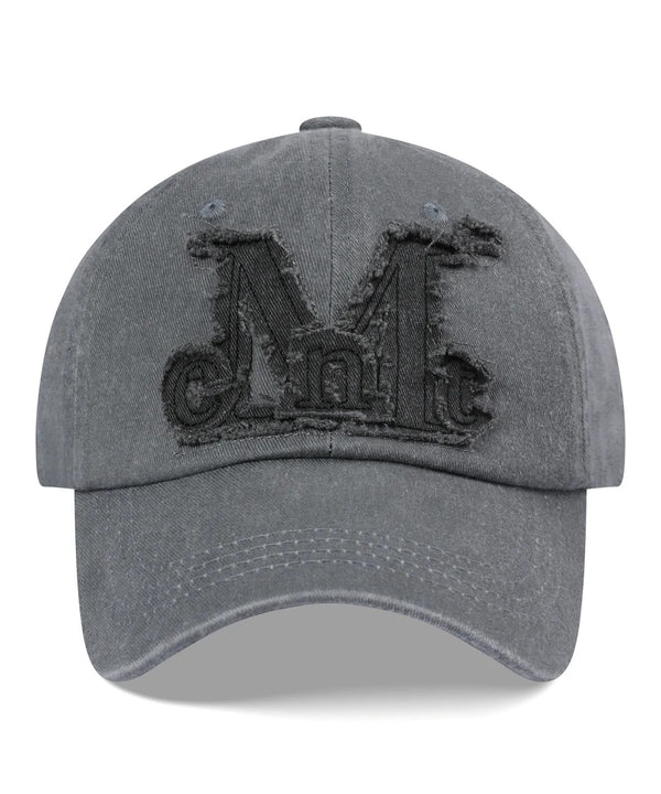 MUCENT(ムセント)/ヴィンテージ ウォッシング アップリケ ベースボール キャップ サイズ調整可能/VINTAGE WASHING APPLIQUE BALL CAP | AT5252074 | ブラック