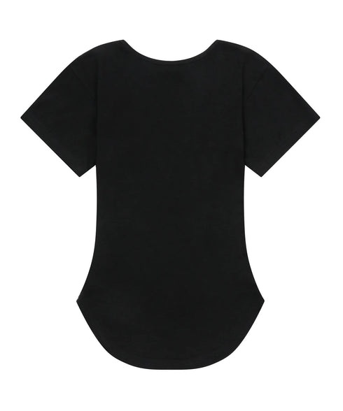 MUCENT(ムセント)/Uネック 裾ラウンド クロップド 半袖 Tシャツ/U-NECK CROP HALF T | AT2252080 | ブラック