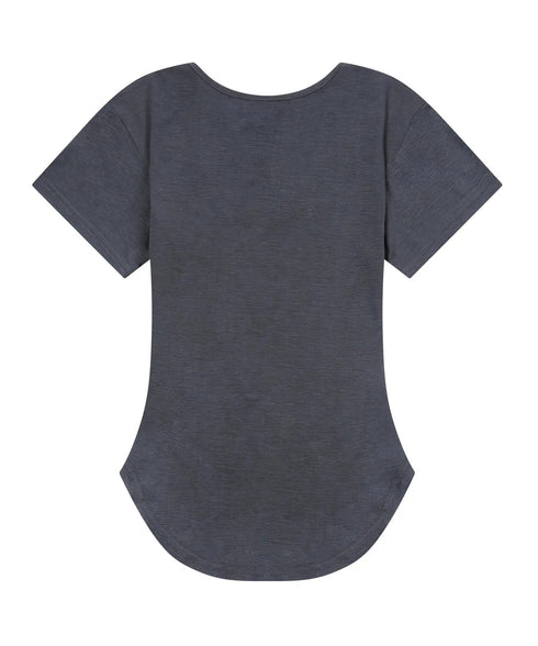 MUCENT(ムセント)/Uネック 裾ラウンド クロップド 半袖 Tシャツ/U-NECK CROP HALF T | AT2252080 | チャコールグレー