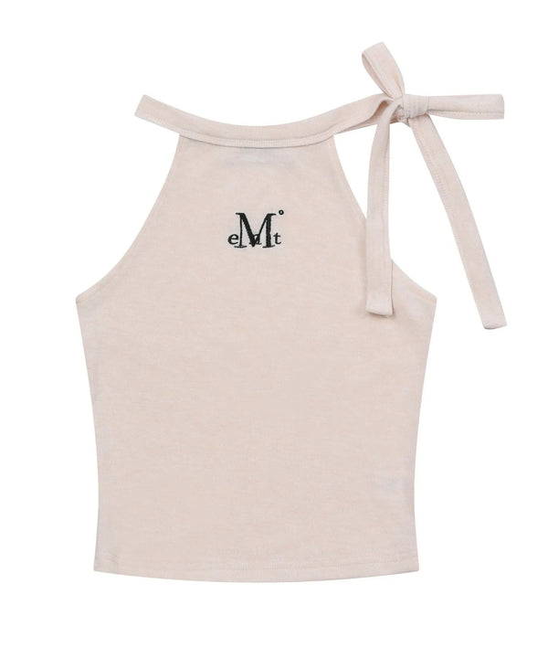MUCENT(ムセント)/リボン クロップド ホルターネック タンクトップ/Bow-up Ribbon Crop Halter Sleeveless | AT2252081 | ベージュ
