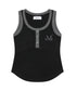 MUCENT(ムセント)/配色 ボタン リブ タンクトップ/COLOR-POP BUTTON CROP SLEEVELESS | AT2252082 | ブラック